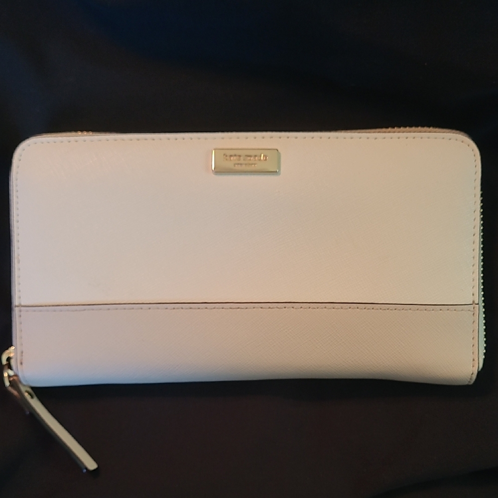 Kate Spade White Wallet with Gold Accents